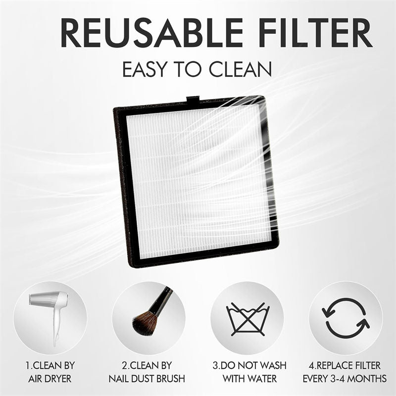 Beakey Rechargeable Nail Dust Collector 70W with Reusable Filters for Salon Use