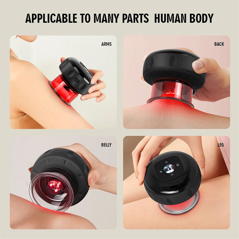 Beakey Smart Cupping Therapy Massager with Red Light for Muscle Relief-Black