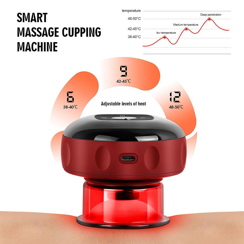 Beakey Smart Cupping Therapy Massager with Red Light for Muscle Relief-Red