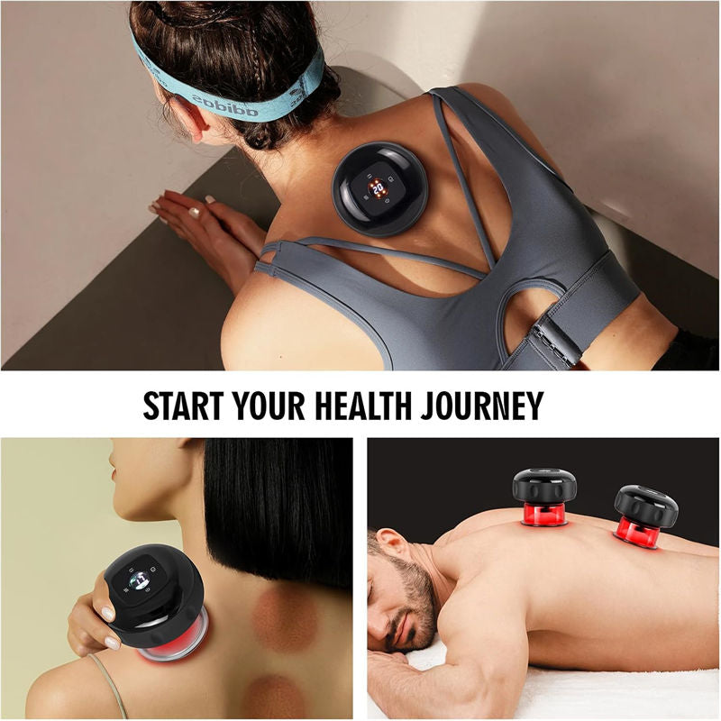 Beakey Smart Cupping Therapy Massager with Red Light for Muscle Relief-Black