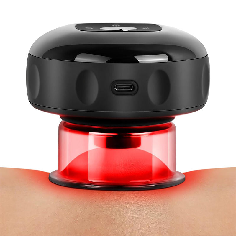 Beakey Smart Cupping Therapy Massager with Red Light for Muscle Relief-Black