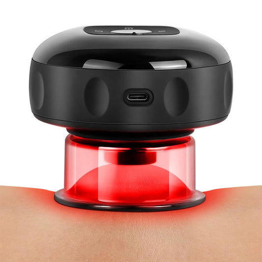 Beakey Smart Cupping Therapy Massager with Red Light for Muscle Relief-Black