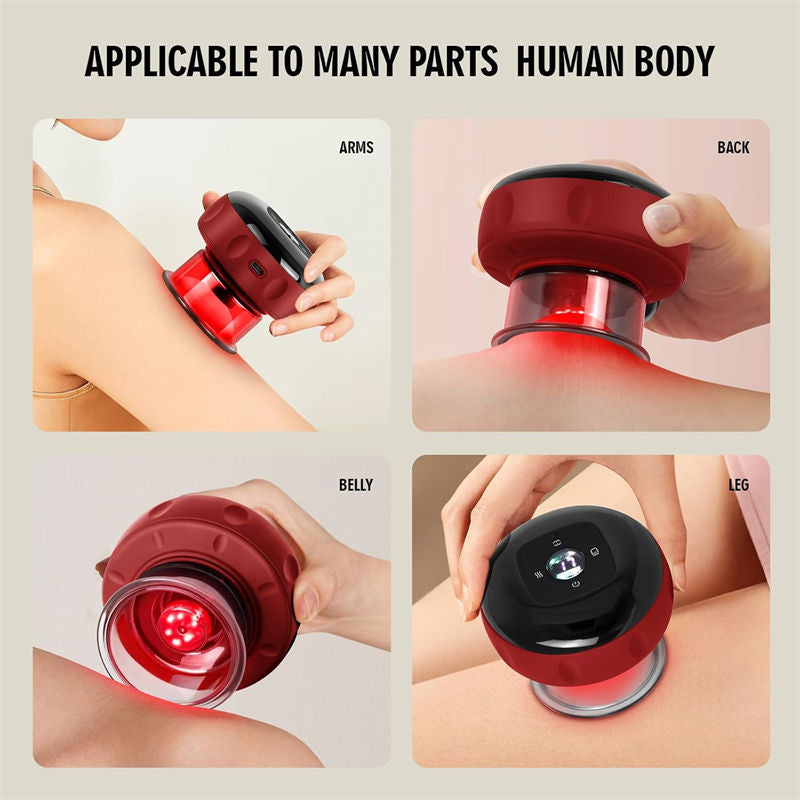 Beakey Smart Cupping Therapy Massager with Red Light for Muscle Relief-Red