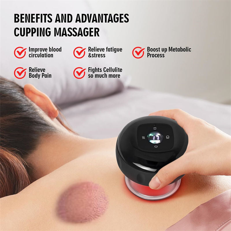 Beakey Smart Cupping Therapy Massager with Red Light for Muscle Relief-Black
