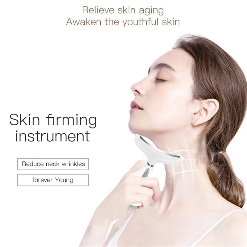 Beakey Facial Neck Massager with 3 Colors LED Therapy for Skin Lifting