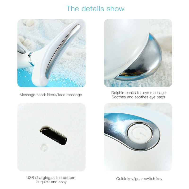 Beakey Facial Neck Massager with 3 Colors LED Therapy for Skin Lifting