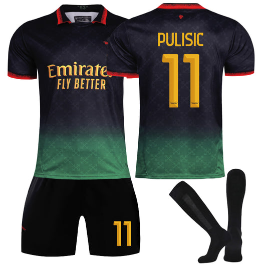 Beakey AC Joint Edition PULISIC #11 Soccer Jersey for Kids Adult 3 Pcs Training Outfits-Black