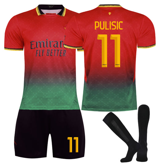 Beakey AC Joint Edition PULISIC #11 Soccer Jersey for Kids Adult 3 Pcs Training Outfits-Red