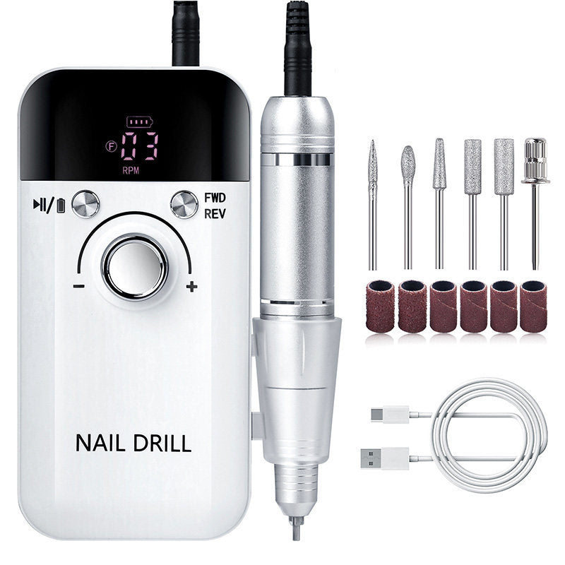 Beakey Portable Nail Drill 45000 RPM Electric Nail File with 6 Drill Bits-White