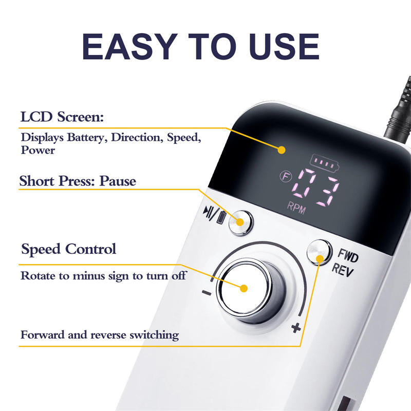 Beakey Portable Nail Drill 45000 RPM Electric Nail File with 6 Drill Bits-White