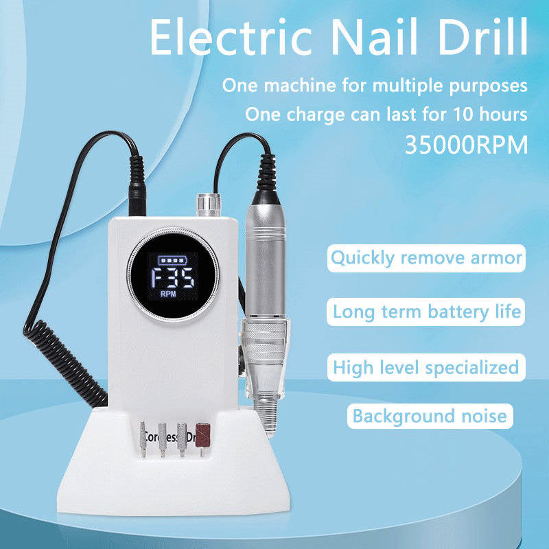 Beakey Electric Nail Drill 35000 RPM Portable Manicure Pedicure Kit with 6 Bits Stand