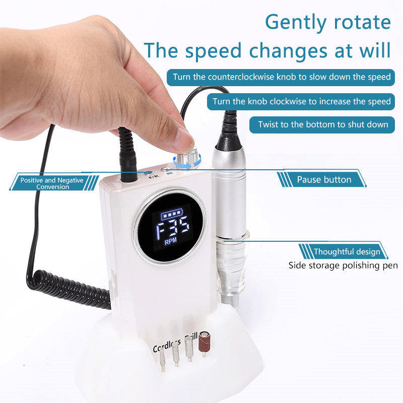 Beakey Electric Nail Drill 35000 RPM Portable Manicure Pedicure Kit with 6 Bits Stand