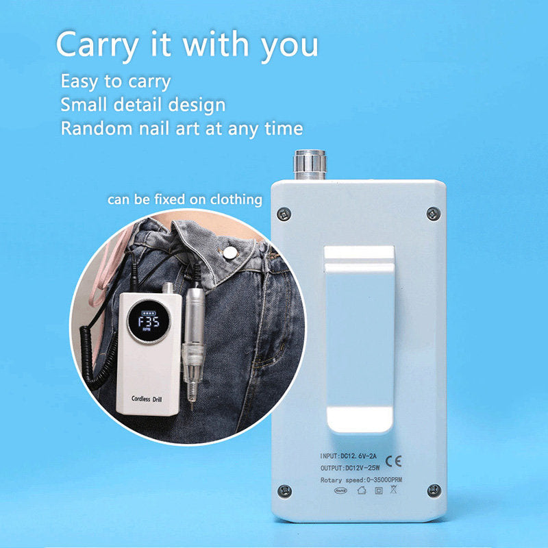 Beakey Electric Nail Drill 35000 RPM Portable Manicure Pedicure Kit with 6 Bits Stand