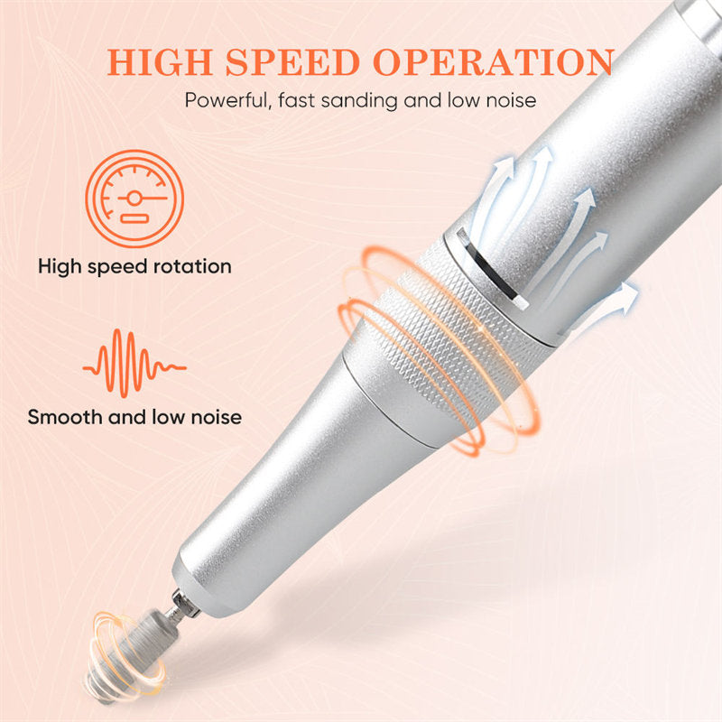 Beakey Electric Nail Drill with 6 in 1 Drill Bits Kit for Gel Nail Manicure Pedicure-White