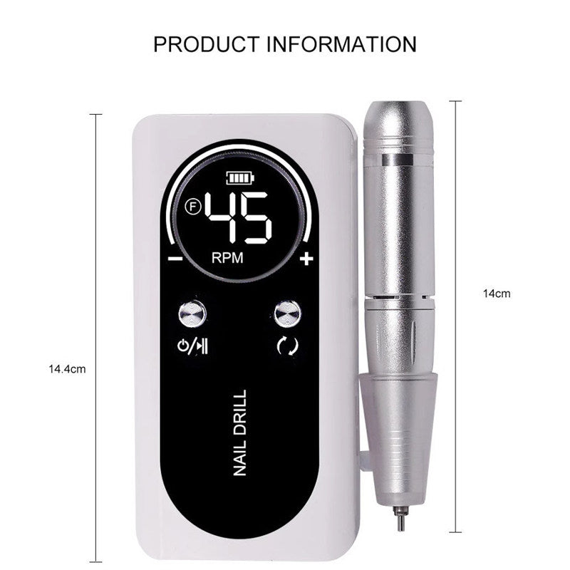 Beakey 45000 RPM Cordless Nail Drill Kit Rechargeable for Acrylic Gel Nails-White