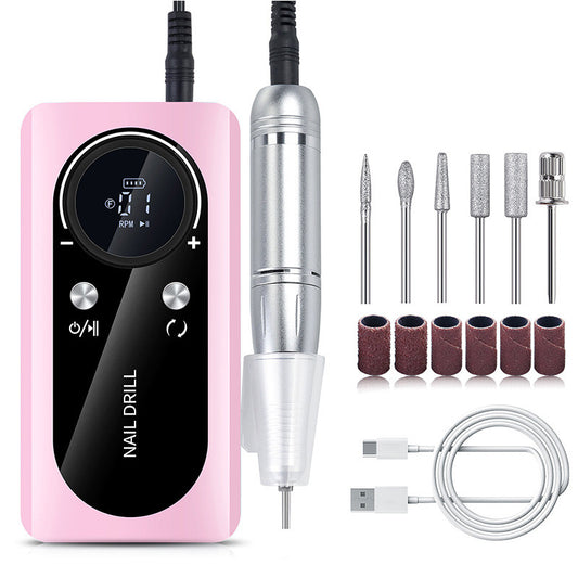 Beakey 45000 RPM Cordless Nail Drill Kit Rechargeable for Acrylic Gel Nails-Pink