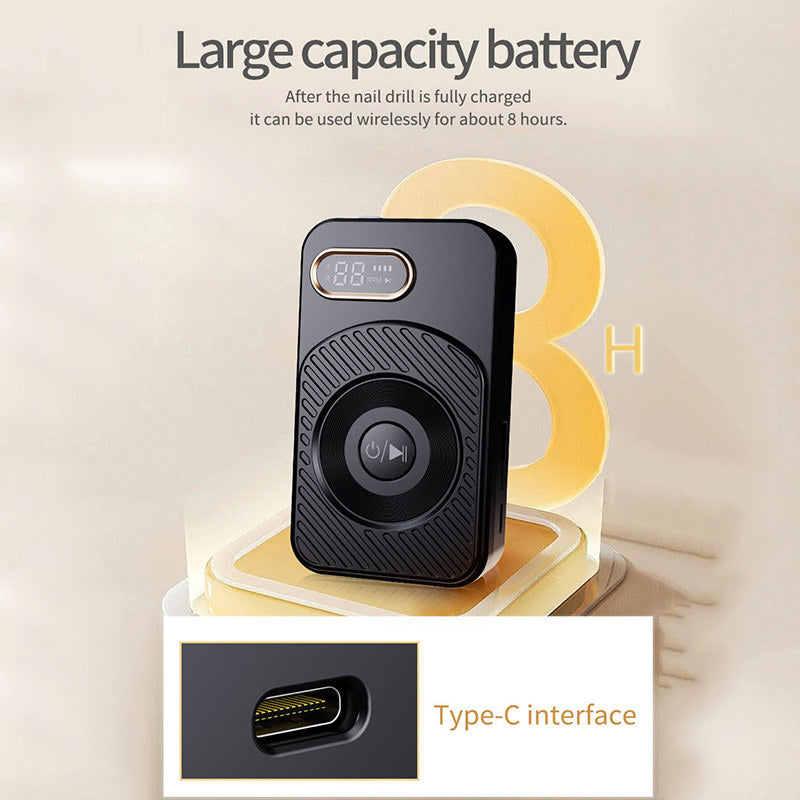 Beakey Electric Nail Drill Machine Set Portable Nail Grinder for Acrylic Gel Nail-Black