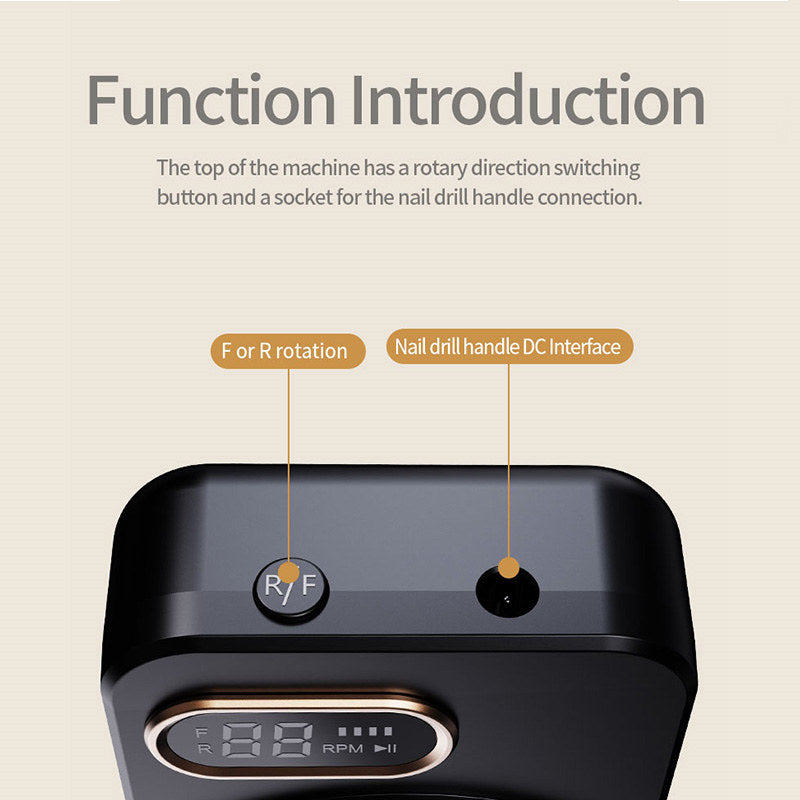 Beakey Electric Nail Drill Machine Set Portable Nail Grinder for Acrylic Gel Nail-Black