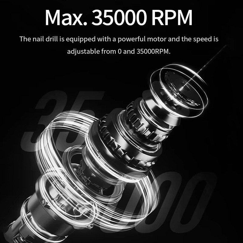 Beakey Electric Nail Drill Kit Diamond Shiny Style 35000RPM Salon Use Manicure Pedicure