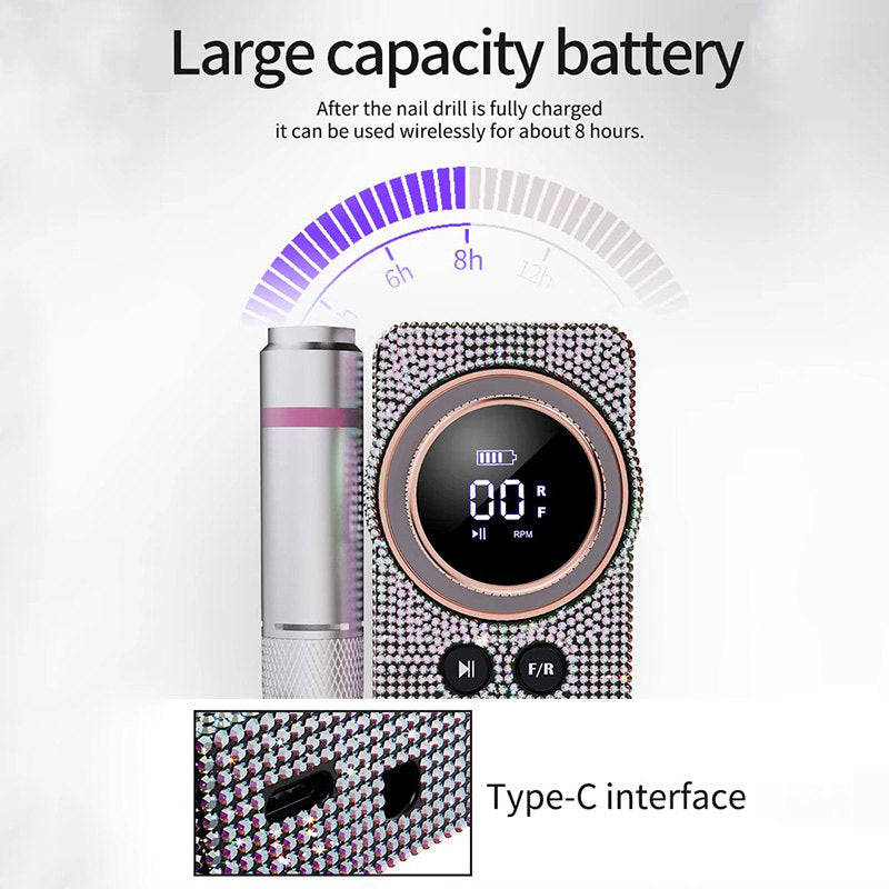 Beakey Electric Nail Drill Kit Diamond Shiny Style 35000RPM Salon Use Manicure Pedicure