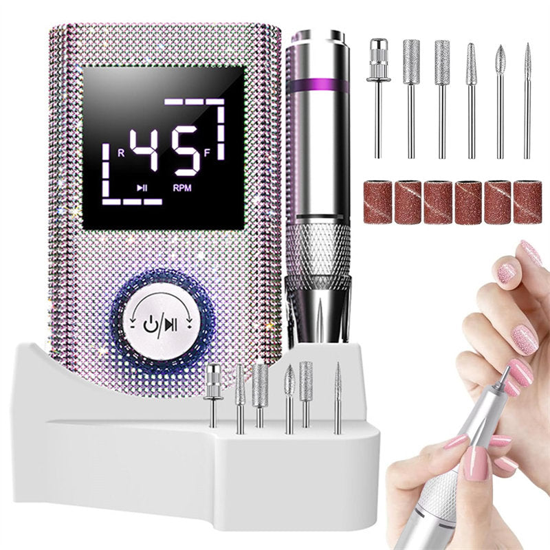 Beakey Cordless Electric Nail Drill 45000RPM Portable Diamond E-File for Salon Personal Use