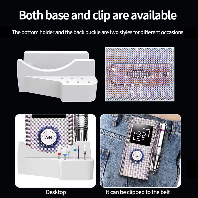 Beakey Cordless Electric Nail Drill 45000RPM Portable Diamond E-File for Salon Personal Use