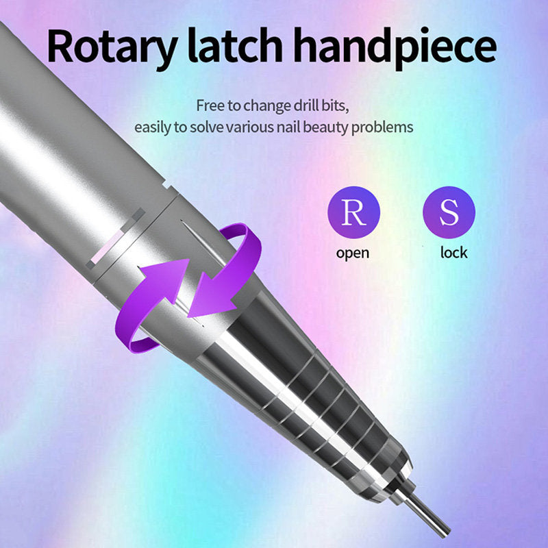 Beakey 35000 RPM Electric Nail Drill Kit with 6 Bits & Memory Acrylic-Yellow