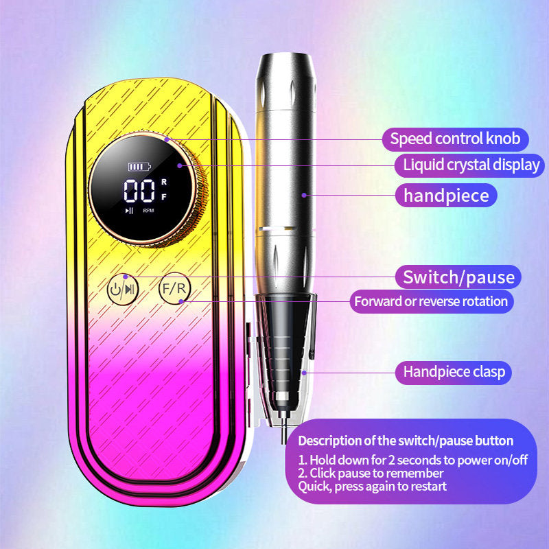 Beakey 35000 RPM Electric Nail Drill Kit with 6 Bits & Memory Acrylic-Yellow