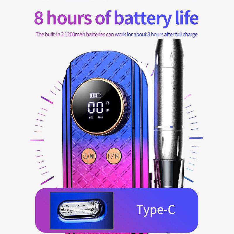 Beakey 35000 RPM Electric Nail Drill Kit with 6 Bits & Memory Acrylic-Blue