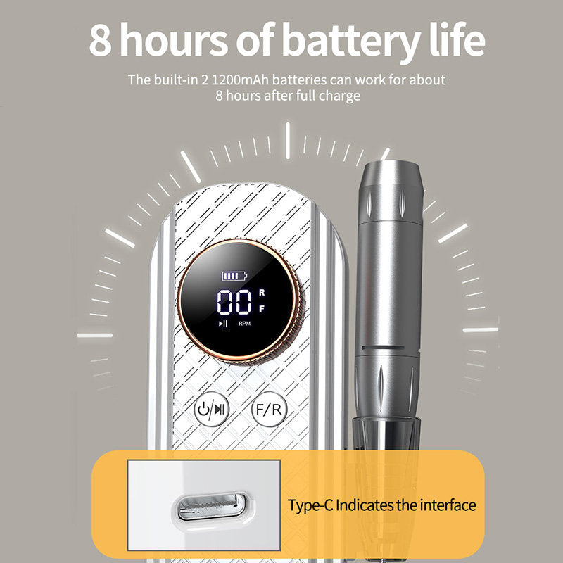 Beakey 35000 RPM Electric Nail Drill Kit with 6 Bits & Memory Acrylic-White