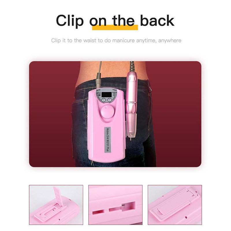 Beakey Electric Nail Grinding Set Portable Nail Drill Device for Manicure Pedicure Salon Use