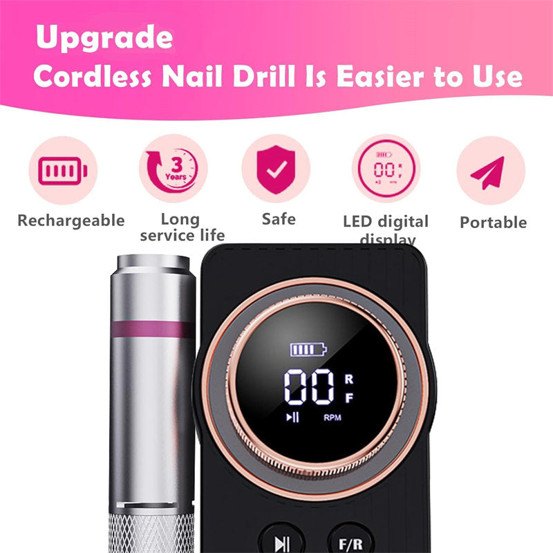 Beakey Electric Nail Drill Kit 35000RPM Pro Drill Nail E File Manicure Pedicure-Black