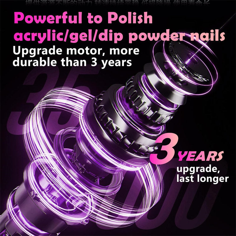 Beakey Electric Nail Drill Kit 35000RPM Pro Drill Nail E File Manicure Pedicure-Black