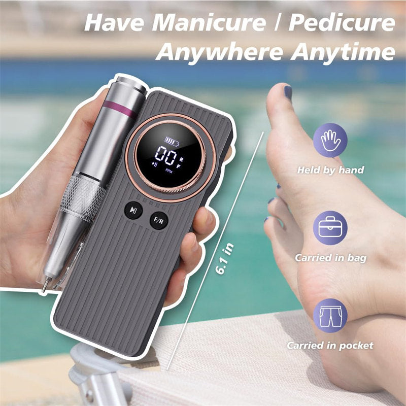 Beakey Electric Nail Drill Kit 35000RPM Pro Drill Nail E File Manicure Pedicure-Silver