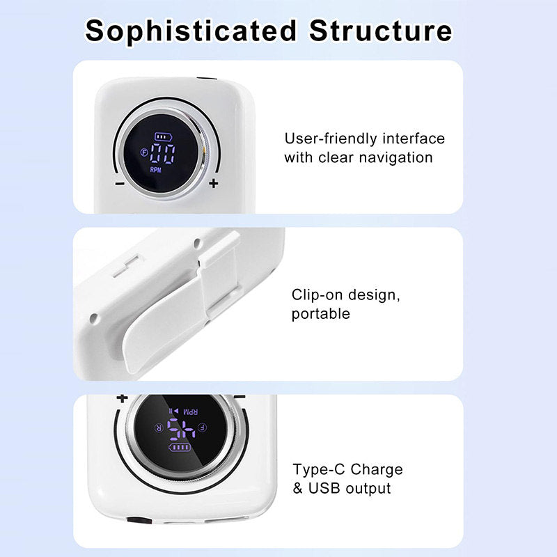 Beakey Cordless Electric Nail Drill Kit Portable Low Noise Nail File for Acrylic Gel Nails-White