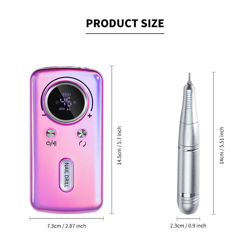 Beakey Cordless Electric Nail Drill Kit Portable Low Noise Nail File for Acrylic Gel Nails-Purple