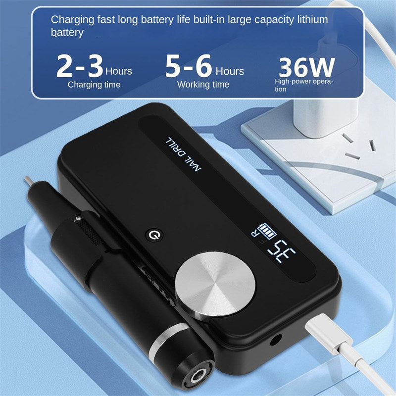 Beakey Electric Nail Drill Kit 35000RPM Pro Drill Nail E File Manicure Pedicure Polishing Tool-Black