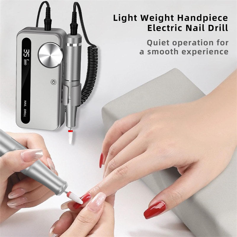 Beakey Electric Nail Drill Kit 35000RPM Pro Drill Nail E File Manicure Pedicure Polishing Tool-Gray
