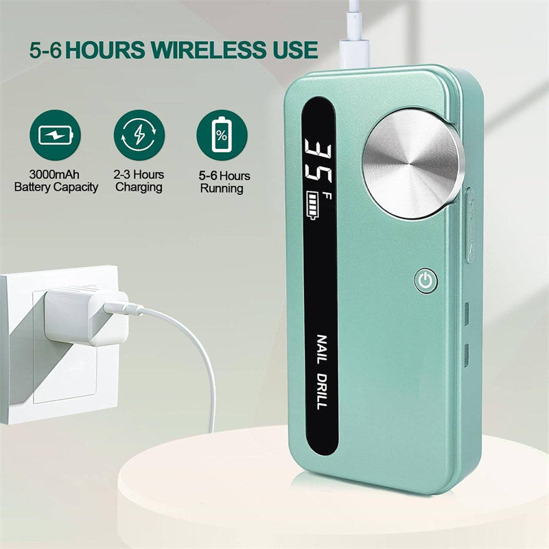 Beakey Electric Nail Drill Kit 35000RPM Pro Drill Nail E File Manicure Pedicure Polishing Tool-Green