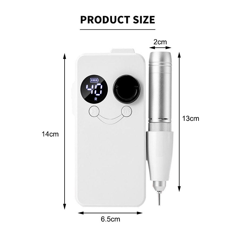 Beakey Electric Nail Drill 40000RPM Rechargeable Nail File Machine with Drill Bits Kit Home Nail Salon Use-White