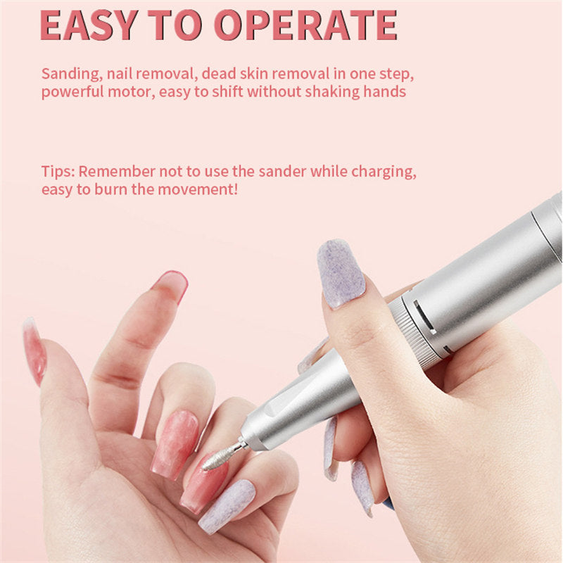 Beakey Electric Nail Drill 40000RPM Rechargeable Nail File Machine with Drill Bits Kit Home Nail Salon Use-Pink
