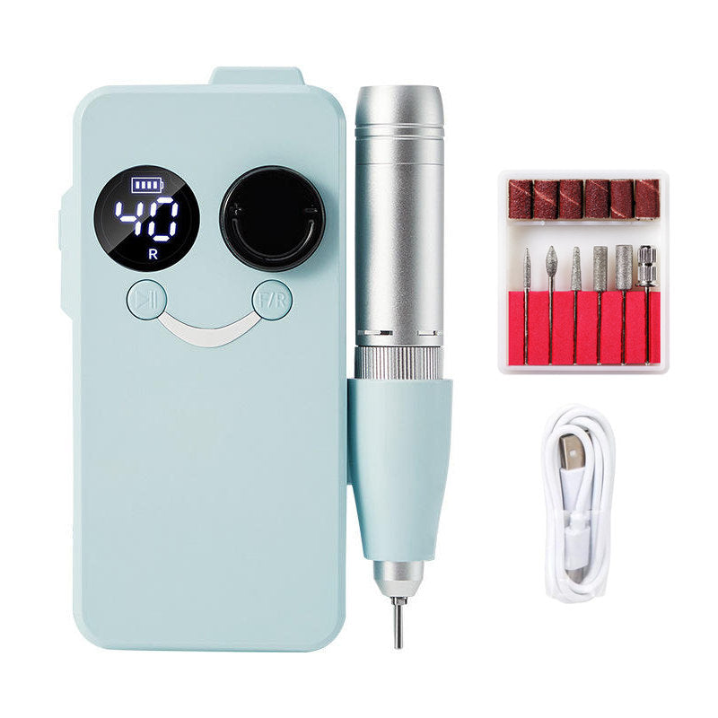 Beakey Electric Nail Drill 40000RPM Rechargeable Nail File Machine with Drill Bits Kit Home Nail Salon Use-Blue