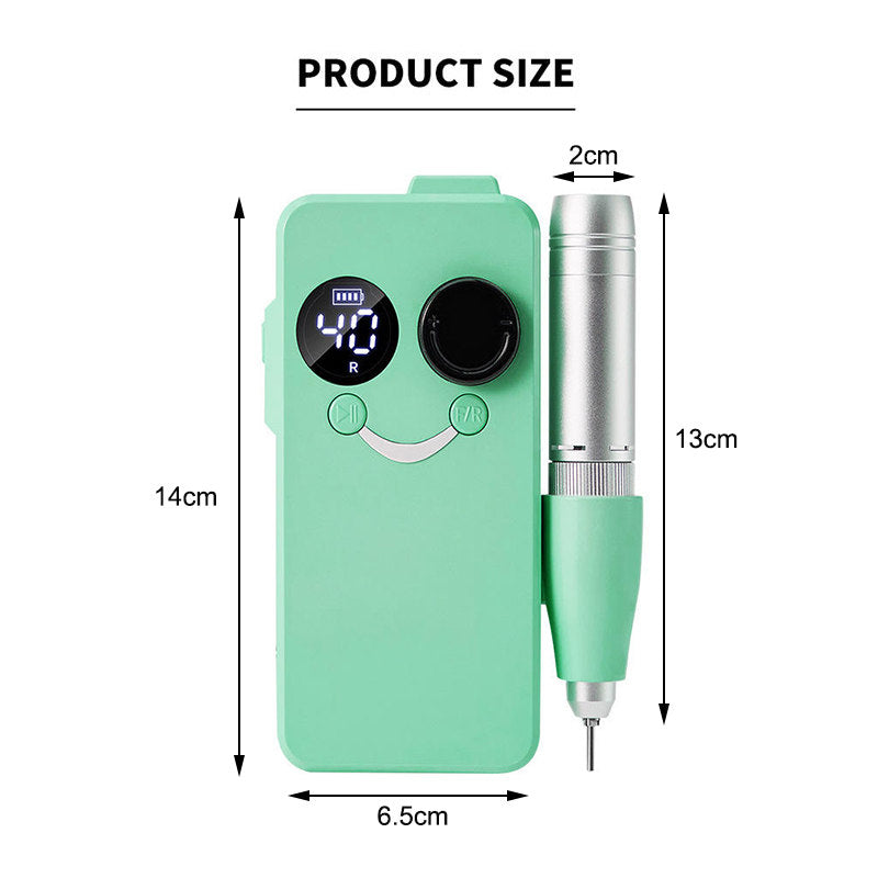 Beakey Electric Nail Drill 40000RPM Rechargeable Nail File Machine with Drill Bits Kit Home Nail Salon Use-Green