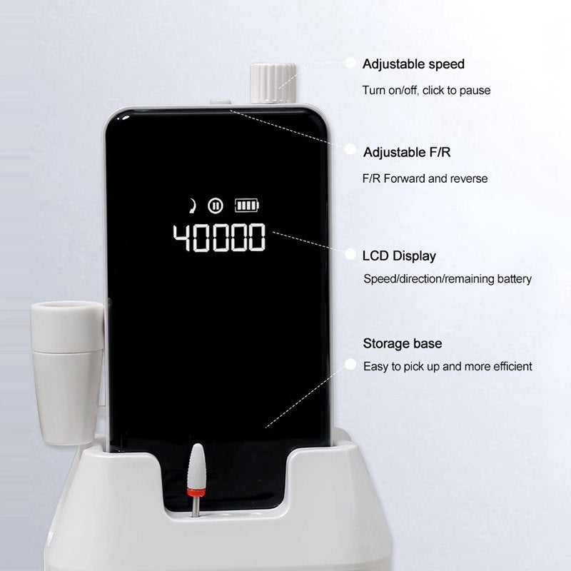 Beakey Professional Nail Drill Machine Brushless Motor Portable Efile for Acrylic Gel Nails