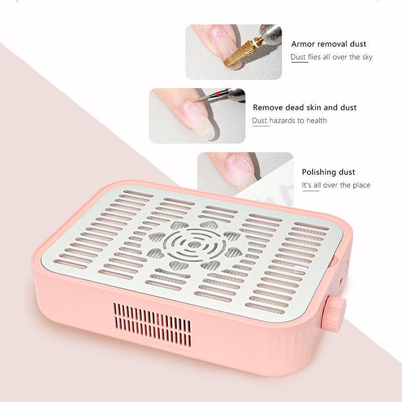 Beakey Rechargeable Nail Dust Collector with Reusable Filter for Acrylics-Pink