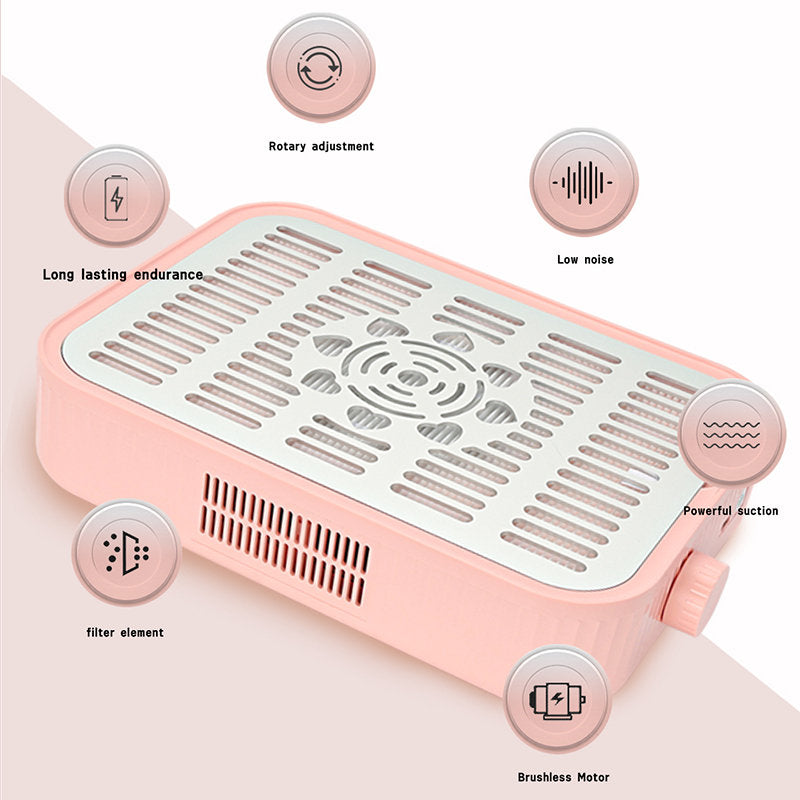 Beakey Rechargeable Nail Dust Collector with Reusable Filter for Acrylics-Pink
