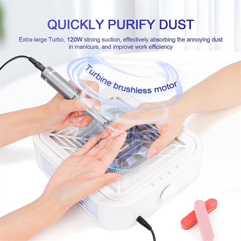 Beakey 120W Low Noise Nail Dust Collector Brushless with Strong Suction for Salon/Home