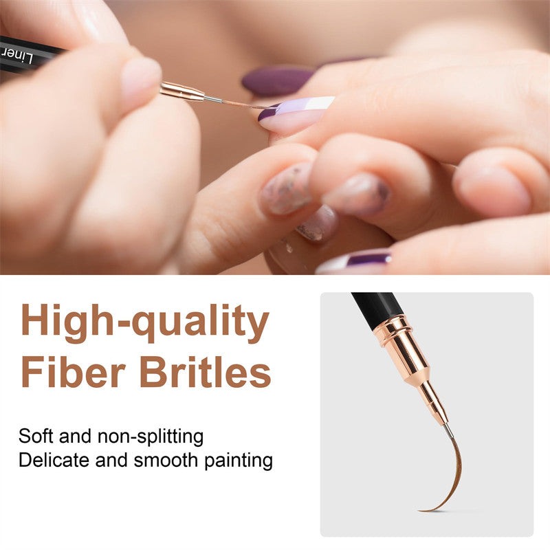 Beakey 5Pcs Metallic Nail Art Pens Set 4/8/12/20/25mm Liner Brushes Nail Art Detail Painting Tool-Black