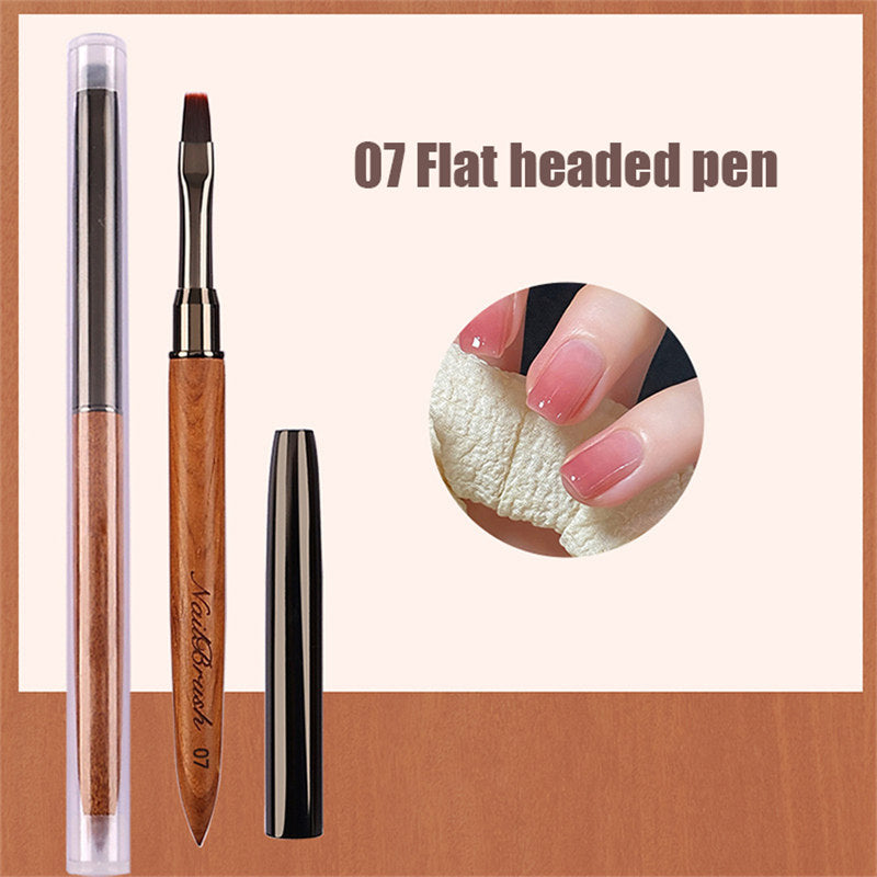 Beakey 5PCS Nail Brush Set Sandalwood Handle with Non-Rusting Vacuum Tube for Drawing Painting Sculpting
