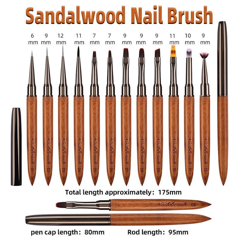 Beakey 12PCS Nail Brush Set with Snap-on Leather Bucket for Drawing Painting Sculpting